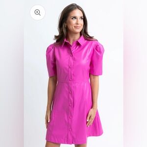 Karlie Pleather Pink Dress